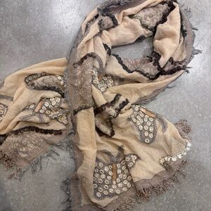 Anthropologie Vismaya beaded butterfly scarf